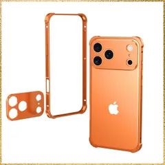 ★送料無料★Size:iPhone17ProMax用_Color:オレンジ iPhone 17 Pro Max 用アルミバンパー メタルフレーム 緩衝綿 かっこいい アイフォン17promax ケース メタルサイドバンパー 衝撃吸収 カメラレンズ保護カバー簡単