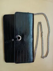 ブラック クロコ チェーン ミニバック