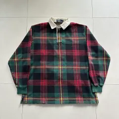 90s ポロ ラルフローレン タタン チェック ラグビー シャツ L