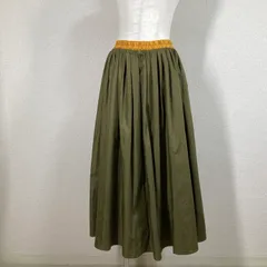 【アンナニコラ】スカート anna nicola　カーキ　38　M　ウォッシャブル　Aライン フレア　ロング　バイカラー ウエストゴム　プリーツ Y2K