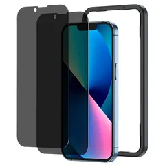 NIMASO 覗き見防止 フィルム iPhone 16e /iPhone 14 /iPhone 13 Pro/iPhone 13 用 ガラスフィルム アイフォン 16e /14 / 13 / 13プロ 対応 強化ガラス 保護フィルム ガイド枠付き 2枚セッ 1