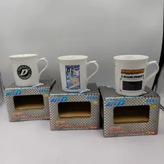 【TAKA70-20】◇ 陶器 SEGA セガ ｢頭文字 D ブレイク タイム 原作者(しげの秀一氏) マグカップ 全5種の内3種 ｣ ホワイト 3点セット