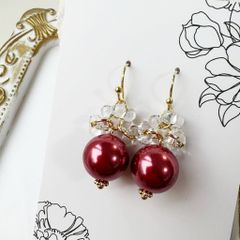 レッド系 ビジュー ピアス ハンドメイド イヤリング変更可 - メルカリ