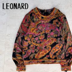 レオナール LEONARD】ペイズリー柄 花柄 カットソー トリム ウール 絹
