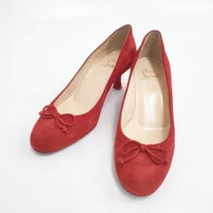 Christian Louboutin スウェード スエード リボン ヒールパンプス 35 パンプス レッド レディース クリスチャンルブタン【中古】6-0119G◎