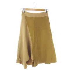 ガリャルダガランテ GALLARDAGALANTE NAVY スカート フレア ロング ウール 切替 ブークレ 36 茶 ブラウン /AO24