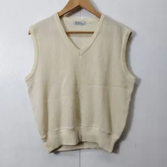 ARNOLD PALMER アーノルド パーマー ニット ベスト Vネック 古着 ヴィンテージ レトロ RENOWN ロゴ 刺繍 アクリル ウール M ホワイト系 A877