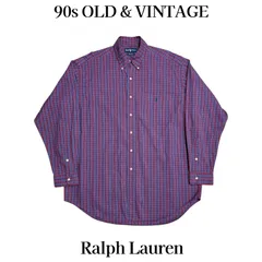 古着 90s Ralph Lauren BIG SHIRT Oxford Check Shirt ラルフローレン ビッグ シャツ オックスフォード チェック L 当時物 ヴィンテージ ビンテージ 90年代