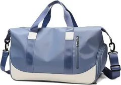 RIMINA スポーツバッグ ジムバック 旅行バッグ ボストンバッグ シューズ収納 大容量 4way メンズ レディース ユニセックス 乾湿分離 アウトドア ゴルフバッグ 機内持込 水泳バッグ ダッフルバッグ トラベルバッグ (ブルー)