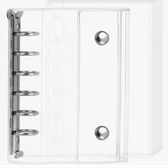 A7サイズ　クリア　ファイル　6穴　バインダー　ノート　リフィル10枚付き　シール帳　シール交換台帳　シルバー　金具　大人気