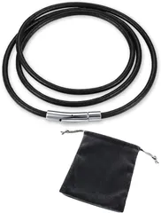 OSIRIS&ISIS チョーカー 紐 ネックレス メンズ ステンレス 防水 アレルギー対応 プッシュボタンで簡単取り外し可能 (ブラック3ｍｍ,  46cm)