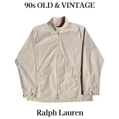 古着 90s Polo by Ralph Lauren Harrington Jacket ポロ バイ ラルフローレン ハリントン ジャケット ベージュ L 当時物 ヴィンテージ ビンテージ 90年代 ドリズラー スイングトップ
