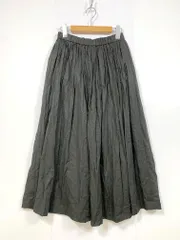 新品 Samansa Mos2 サマンサモスモス リネン混 ギャザー ロング フレア スカート sizeF/チャコール ■■レディース