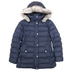 美品 TOMMY HILFIGER トミーヒルフィガー ダウンジャケット ミドル丈 キルティング コート アウター ブルゾン M ネイビー レディース 古着 中古 USED