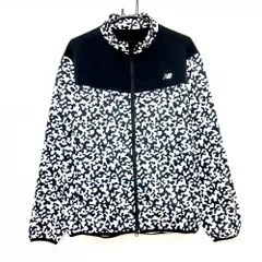 【超美品】ニューバランスゴルフ ジャケット 黒×白 総柄 ダブルジップ 裏微起毛 メンズ 6(XL) ゴルフウェア New Balance