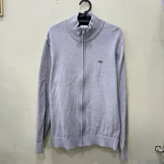 ラコステ グレー ニット ジップアップ カーディガン 105