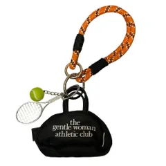 美品 SALON adam et rope サロンアダムエロペ アメリカーナ テニスバッグチャーム キーホルダー ブラック×オレンジ レディース 古着 中古 USED