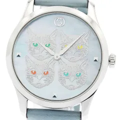 グッチ GUCCI 126.4/YA1264124 G-タイムレス キャット ブルーシェルダイアル クォーツ ボーイズ 内箱付き_939270