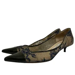 良品 JIMMY CHOO ジミーチュウ ポインテッドトゥ レースパンプス サイズ37.5 24.5cm相当 ネイビー レディース 古着 中古 USED