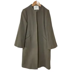 美品 green label relaxing グリーンレーベルリラクシング ユナイテッドアローズ  FAbRICA社 ウール ノーカラーコート 38 グレー レディース 古着 中古 USED
