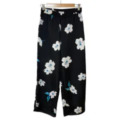 美品 BEAUTY&YOUTH UNITED ARROWS ビューティー&ユース ユナイテッドアローズ フラワープリント イージーワイドパンツ S ブラック レディース 古着 中古 USED