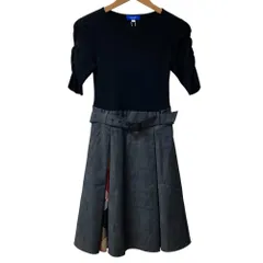 未使用 BLUE LABEL CRESTBRIDGE ブルーレーベルクレストブリッジ ニットドッキング ワンピース サイズ36 ブラック×グレー レディース 古着 中古 USED