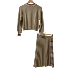 美品 BLUE LABEL CRESTBRIDGE ブルーレーベルクレストブリッジ ニット スカート セットアップ 55J81-656-40 サイズ38 ベージュ レディース 古着 中古 USED