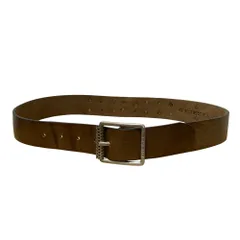 良品 DIESEL ディーゼル メタルロゴ レザーベルト ブラウン メンズ レディース 古着 中古 USED