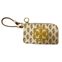 良品 TORY BURCH トリーバーチ フラワー柄 フラグメントケース コインケース ホワイト×マルチカラー レディース 古着 中古 USED