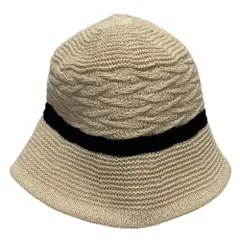 美品 LAURA ASHLEY ローラアシュレイ 柄編みバケットハット ベージュ×ブラック レディース 古着 中古 USED