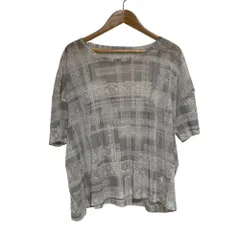 美品 Y's ワイズ ヨウジヤマモト TULLE LACE PRINT LOOSE ROUND NECK T 半袖 Tシャツ カットソー YD-T15-966 サイズ2 ライトグレー レディース 古着 中古 USED