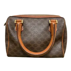 美品 CELINE セリーヌ マカダム柄 ミニボストンバッグ ブラウン レディース 古着 中古 USED
