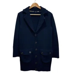 良品 BURBERRY バーバリー ウール リブニット カーディガン 1 ネイビー  レディース 古着 中古 USED