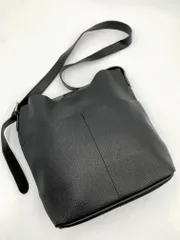 GUSCIO グッシオ レザー風 Wポケット ショルダー バッグ 黒 ■■レディース