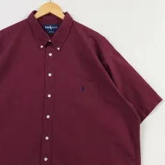 XXL ポロ バーガンディ コットン オーバーサイズシャツ