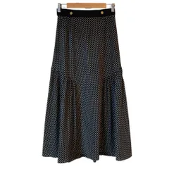 美品 22AW LOULOU WILLOUGHBY ルルウィルビー ティアード ドットスカート 2 ブラック レディース 古着 中古 USED