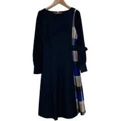 美品 BLUE LABEL CRESTBRIDGE ブルーレーベルクレストブリッジ フレアドレス ワンピース サイズ36 ネイビー レディース 古着 中古 USED