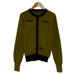 美品 CABaN キャバン トゥモローランド コットンカシミヤ バイカラークルーネックカーディガン サイズF カーキ レディース 古着 中古 USED