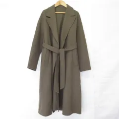 美品 LAUTREAMONT ロートレアモン ウール ベルテッド リバーコート 38 カーキ レディース 古着 中古 USED