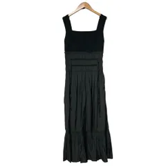 美品 FRAY I.D フレイアイディー ニットコンビシャーリングリボンワンピース サイズF ブラック レディース 古着 中古 USED