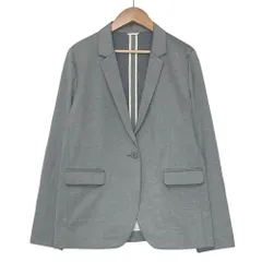 美品 LACOSTE ラコステ ジャージー テーラードジャケット サイズ40 グレー レディース 古着 中古 USED