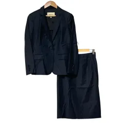 美品 PAUL STUART ポールスチュアート テーラードジャケット スカート セットアップ スーツ サイズ6 ネイビー レディース 古着 中古 USED