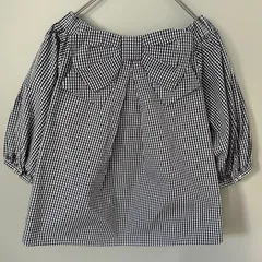 【極美品】フランシュリッペ franche lippee ブラック black チェック柄　ブラウス M ネイビー× ホワイト コットン