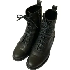 良品 FABIO RUSCONI ファビオルスコーニ サイドジップ レースアップブーツ サイズ34 21cm相当 ブラック レディース 古着 中古 USED