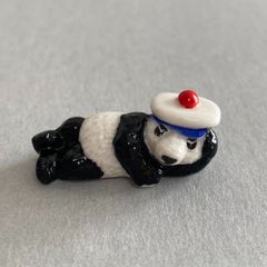 パンダ×セーラー帽のフェーブ／幸運を運ぶパンダ／フランス雑貨／陶器ミニチュア／ブロカント／ヴィンテージ／蚤の市／幸運の小さな陶器