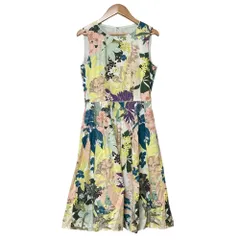 美品 ANAYI アナイ フラワープリント ノースリーブ ワンピース サイズ36 マルチカラー レディース 古着 中古 USED