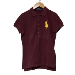 美品 RALPH LAUREN ラルフローレン THE SKINNY POLO ビッグポニー 鹿の子 ショートスリーブ ポロシャツ カットソー L ボルドー レディース 古着 中古 USED