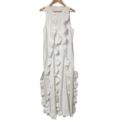 良品 NOTRE emor ノートルエモア ruffled wave frill dress ワンピース 35190060 Mサイズ ホワイト レディース 古着 中古 USED