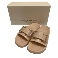 sergio rossi セルジオロッシ SR JELLY ビジュー スライドサンダル サイズ37 23.5cm相当 ピンクベージュ レディース 古着 中古 USED