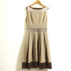 美品 FOXEY フォクシー ノースリーブ フレア ワンピース 34200 サイズ38 ブラウンベージュ レディース 古着 中古 USED